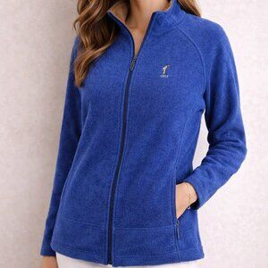 Straight Down Riviera Blue Full Zip Fleece Golf Jacket Large